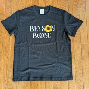 Black T-Shirt with Sunflower Design